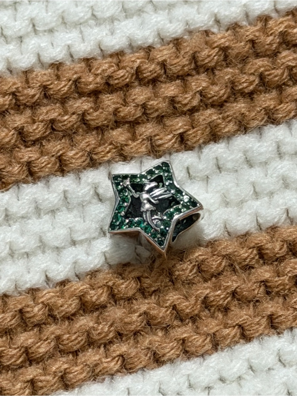 Pandora Green Star Charm Bead with Silver Fairy